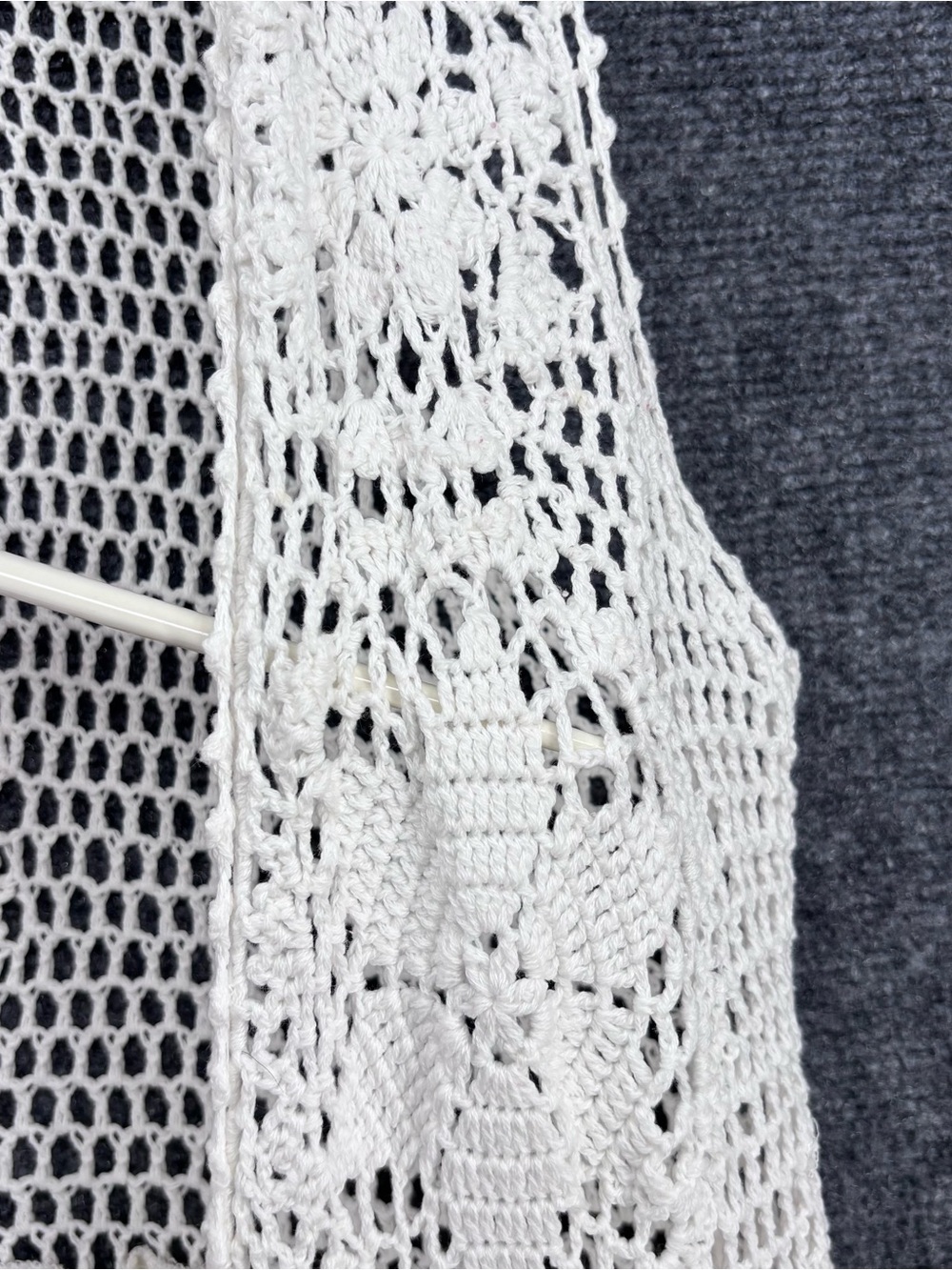 Nygard Ivory Boho Festival Crochet Open Front Duster Vest Women’s M - Picture 6 of 9